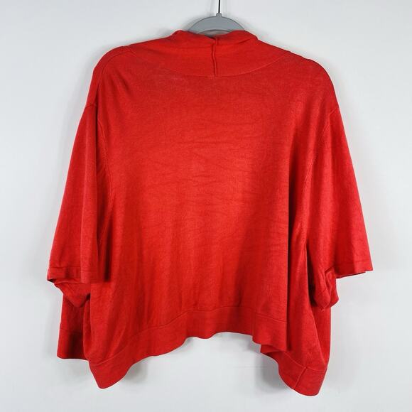 Catherines Size 3X 26 28 Short Sleeve Shrug Cardigan Sweater Coral - Picture 2 of 4